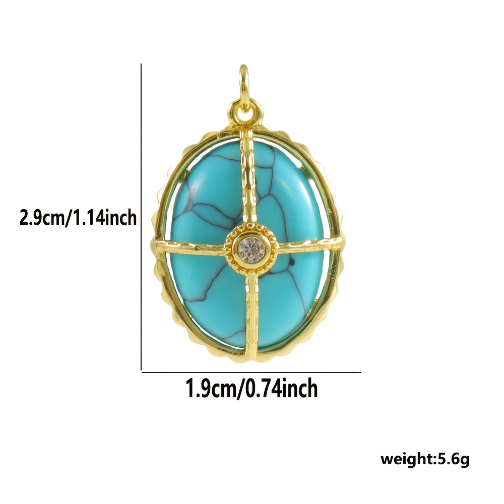 Copper Natural Stone Square Oval Pendant DIY Bracelet Necklace